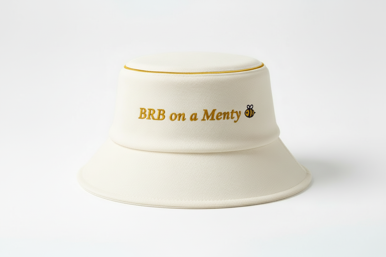 BRB on a Menty bee cream bucket hat final