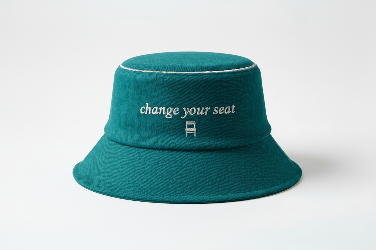 change your seat teal bucket hat with silver