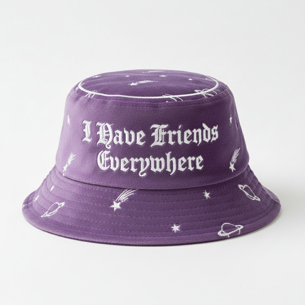Purple I Have Friends Everywhere Hat with White Crown Seam